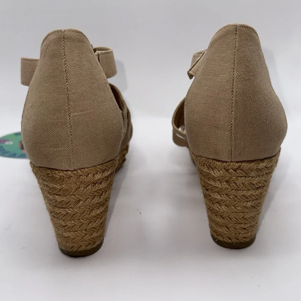 Lauren Ralph Lauren Womens Sz 10 Kelcie Espadrille Wedge Heel Sandals‎ Beige